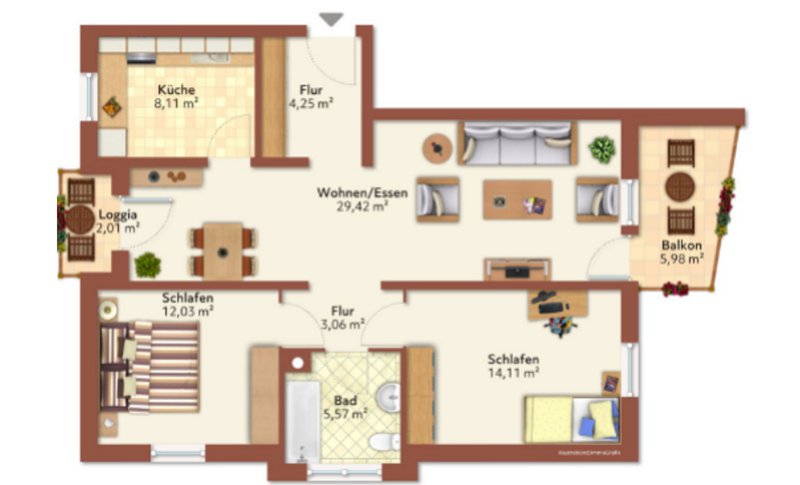 Großzügig geschnittene 3-Raum-Wohnung! (ME42)