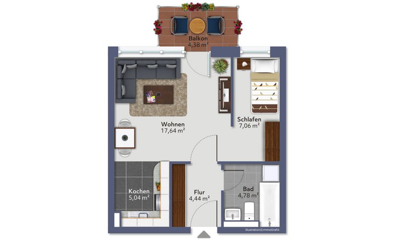 1-Raum-Wohnung im 3. OG mit Balkon - WBS erforderlich (ME 23)
