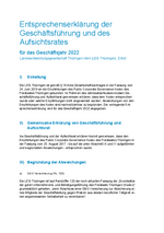 2022 - Entsprechenserklärung der Geschäftsführung und des Aufsichtsrates der Landesentwicklungsgesellschaft Thüringen mbH (LEG Thüringen) gemäß des Public Corporate Governance Kodex des Freistaates Thüringen