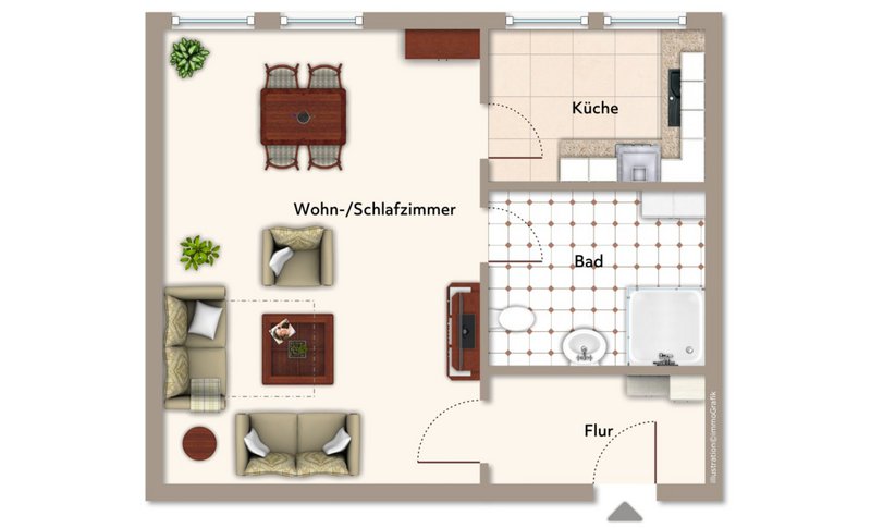 Helle 1-Raum-Wohnung in der Nähe von Jena!