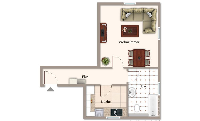 Ruhige 1-Raum-Wohnung nähe Jena!