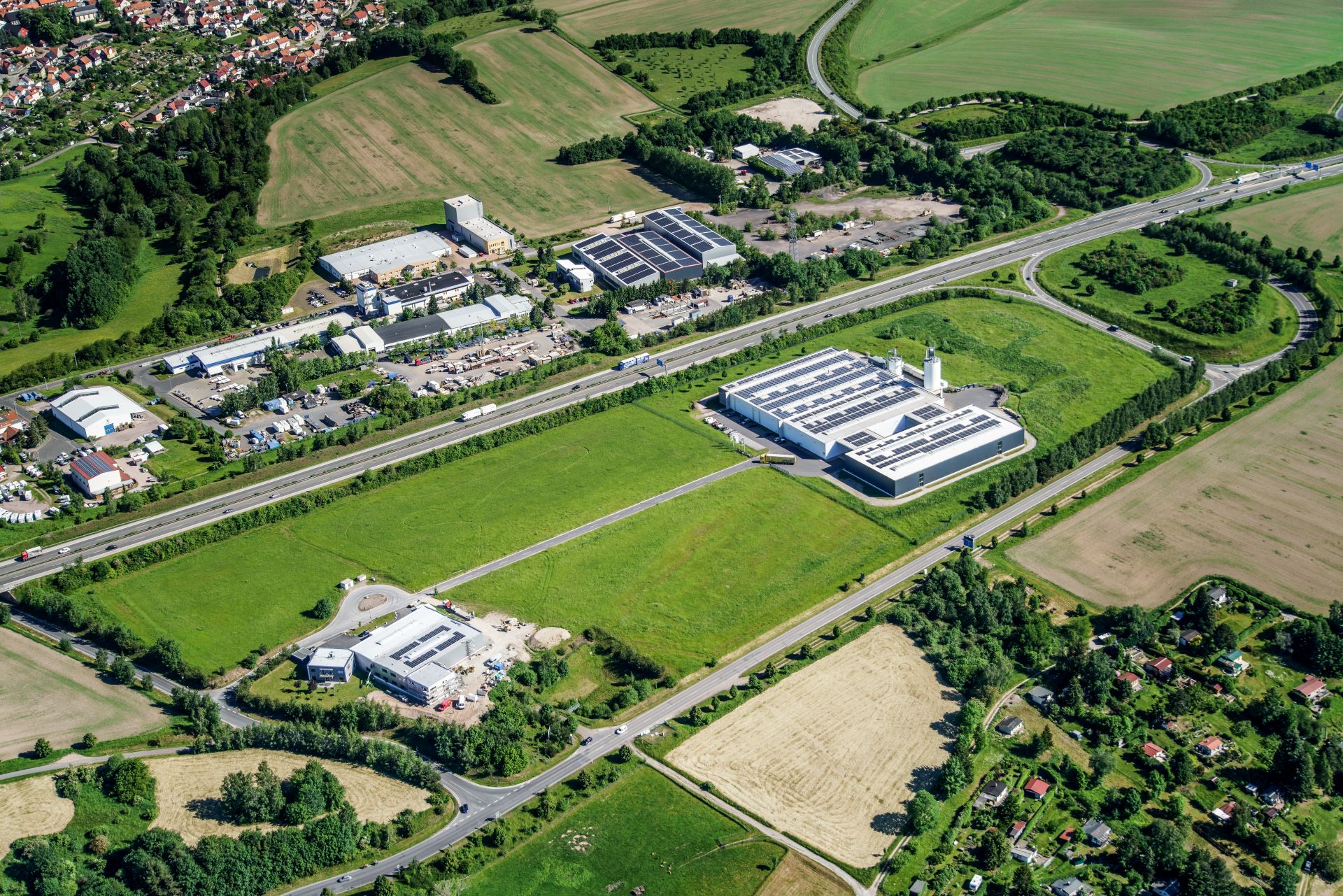 Aerial view Geraberg, industrial area "An der A 71"
