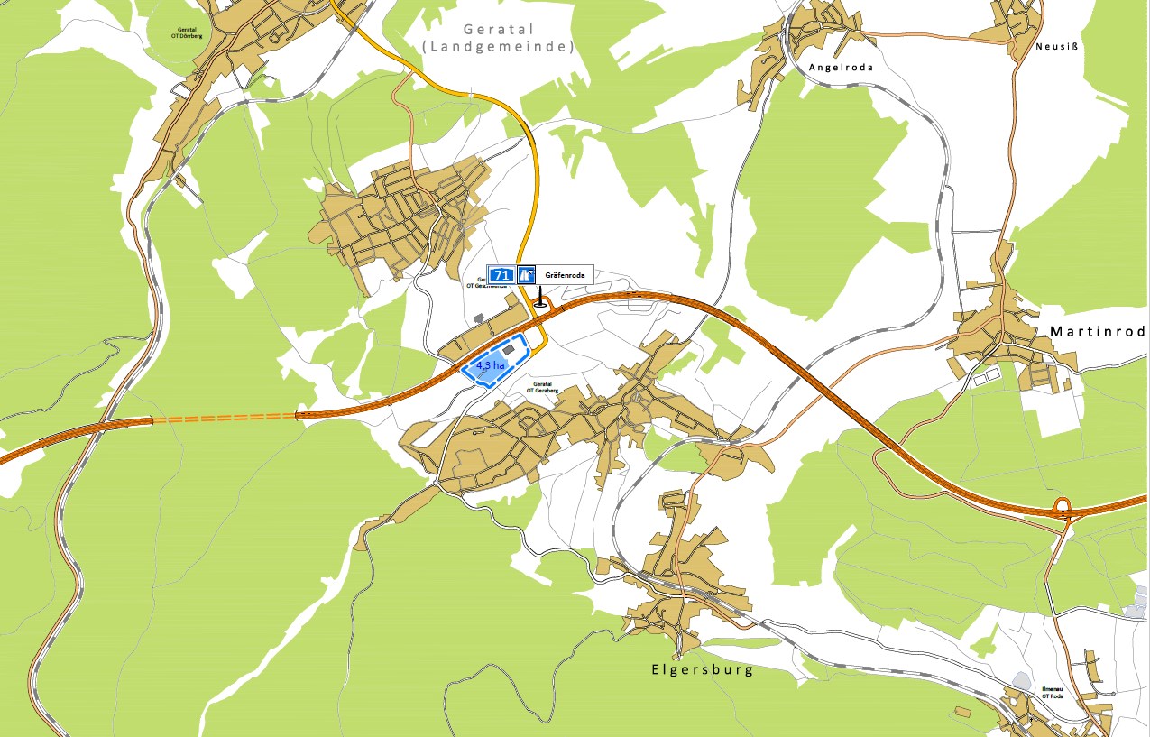 Regional overview Geraberg, industrial area "An der A 71"