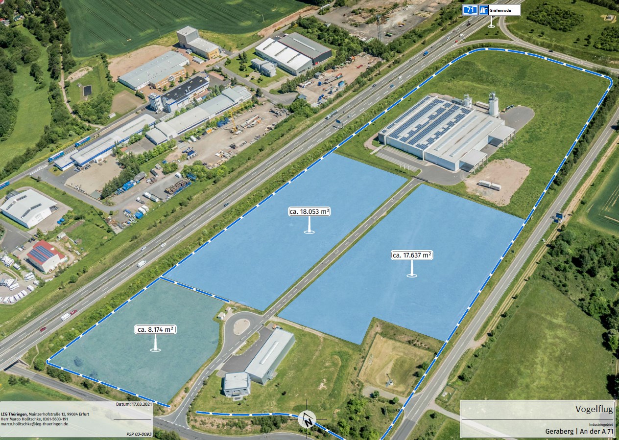 Aerial view Geraberg, industrial area "An der A 71"